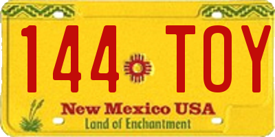 NM license plate 144TOY