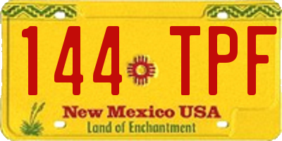 NM license plate 144TPF