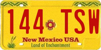 NM license plate 144TSW