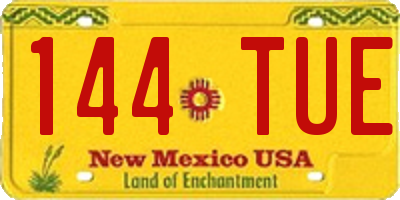 NM license plate 144TUE