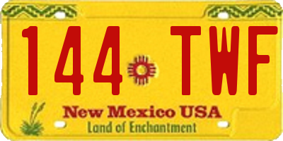 NM license plate 144TWF