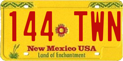 NM license plate 144TWN