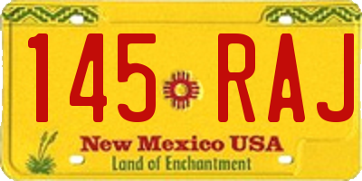 NM license plate 145RAJ