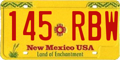 NM license plate 145RBW
