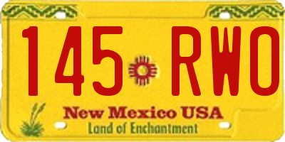 NM license plate 145RWO