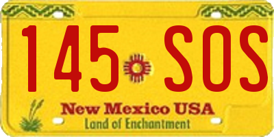 NM license plate 145SOS