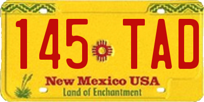 NM license plate 145TAD