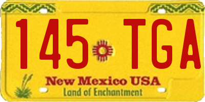 NM license plate 145TGA