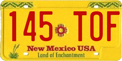 NM license plate 145TOF
