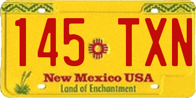 NM license plate 145TXN