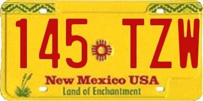 NM license plate 145TZW