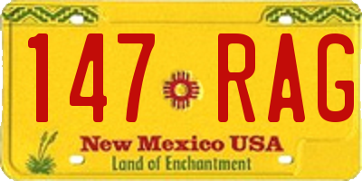 NM license plate 147RAG