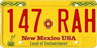 NM license plate 147RAH