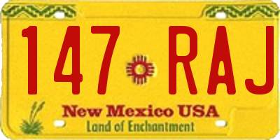 NM license plate 147RAJ