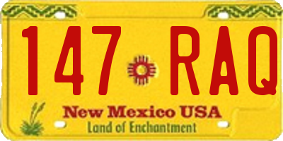 NM license plate 147RAQ