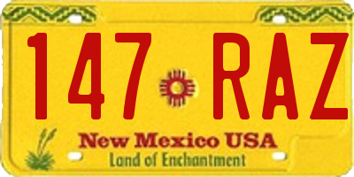 NM license plate 147RAZ