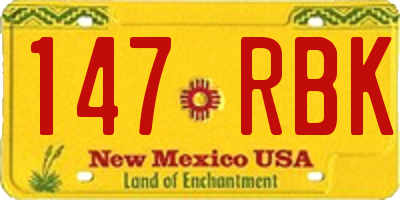 NM license plate 147RBK