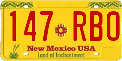 NM license plate 147RBO