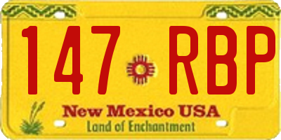 NM license plate 147RBP