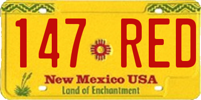 NM license plate 147RED