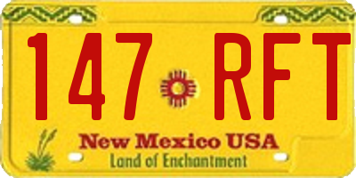 NM license plate 147RFT