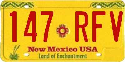 NM license plate 147RFV