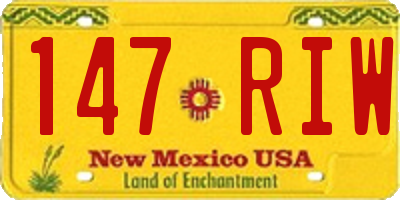NM license plate 147RIW