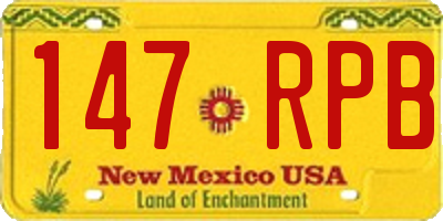 NM license plate 147RPB