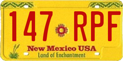 NM license plate 147RPF