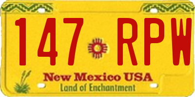 NM license plate 147RPW