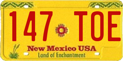 NM license plate 147TOE