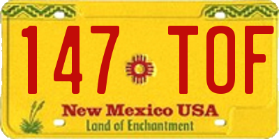 NM license plate 147TOF