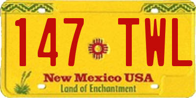 NM license plate 147TWL