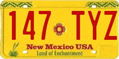 NM license plate 147TYZ