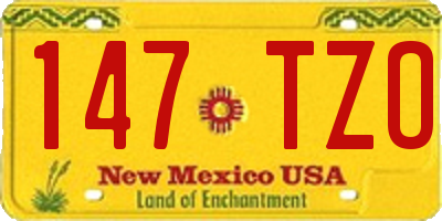 NM license plate 147TZO