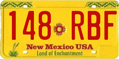 NM license plate 148RBF