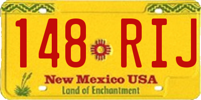 NM license plate 148RIJ