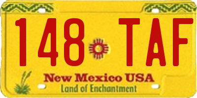 NM license plate 148TAF