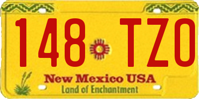 NM license plate 148TZO