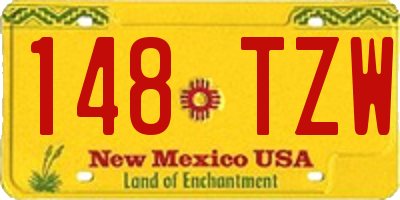 NM license plate 148TZW