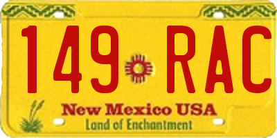 NM license plate 149RAC