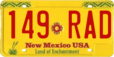 NM license plate 149RAD