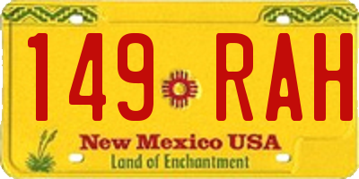 NM license plate 149RAH