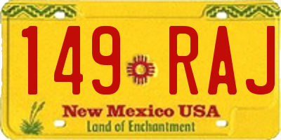 NM license plate 149RAJ