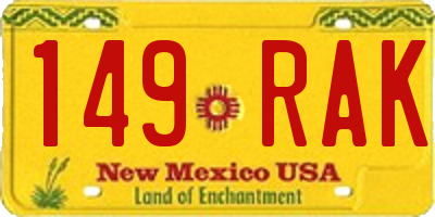 NM license plate 149RAK