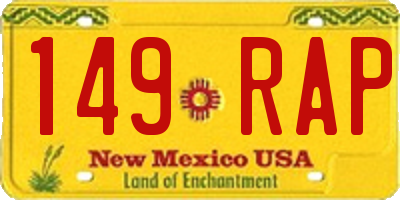 NM license plate 149RAP