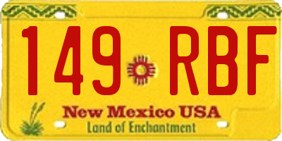NM license plate 149RBF