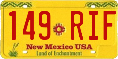 NM license plate 149RIF