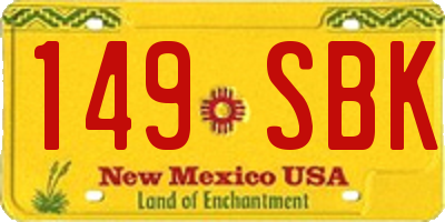 NM license plate 149SBK