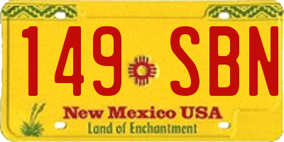 NM license plate 149SBN